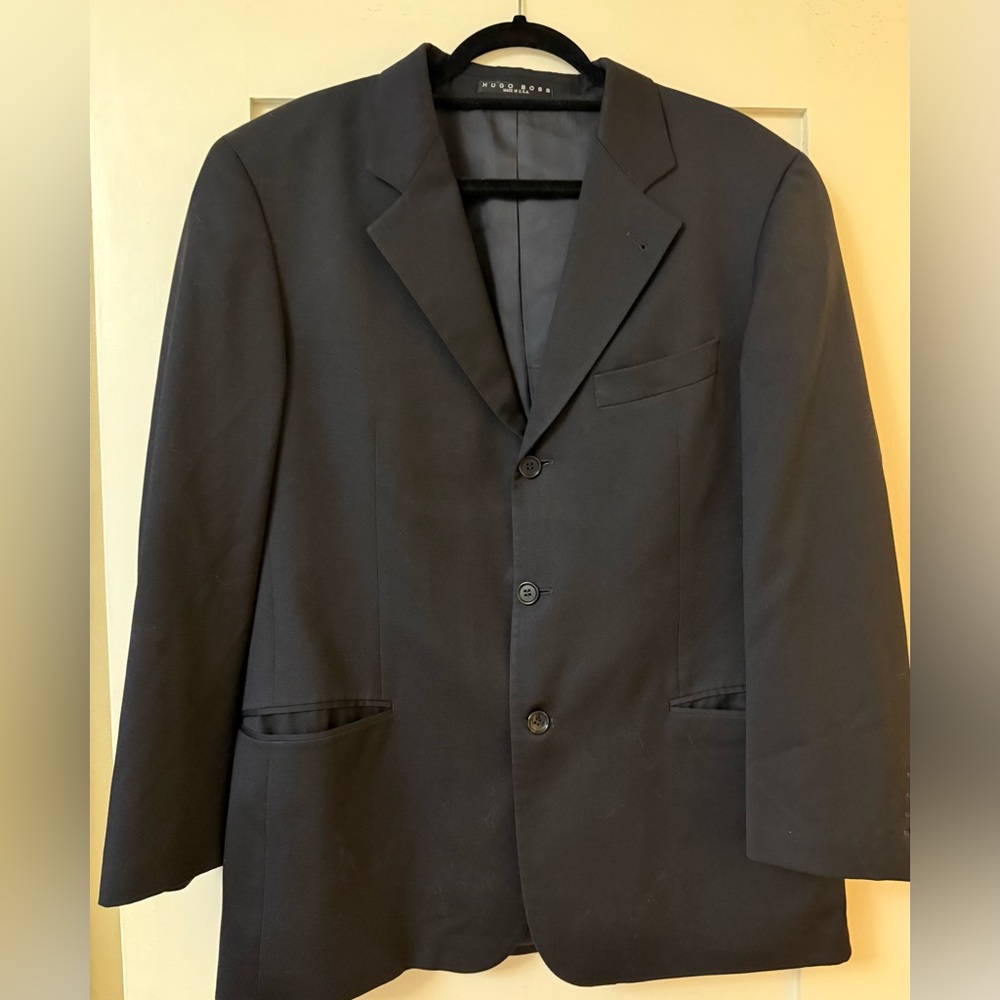 Hugo Boss Black Wool Men's Black Suit- Size 40S.